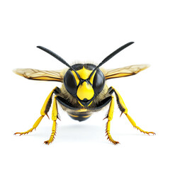 Magnificent Bee Close-up: A Detailed Macro Photograph of a Striking Bee against a Pure White Background