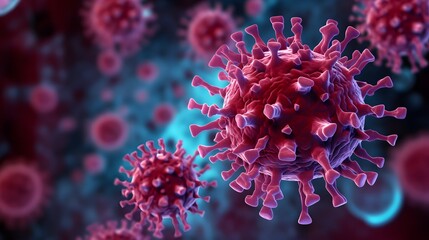 Detailed digital depicting the microscopic structure of HMPV human metapneumovirus virus particles within the human lung