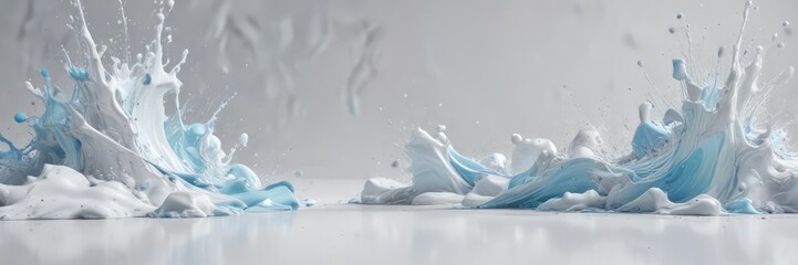 Fototapeta premium White and pastel blue splashes on a clean background, soft focus, clean background