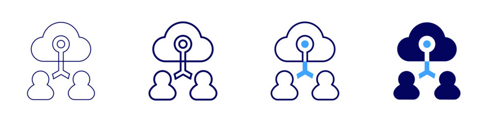 Collaborative environment icon in 4 different styles. Thin Line, Line, Bold Line, Duotone. Duotone style. Editable stroke