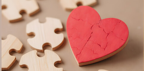 Obraz premium Broken Heart and Puzzle Pieces