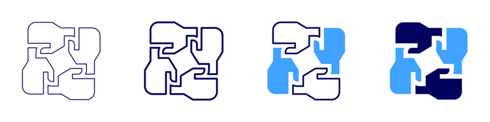 Collaborative tools icon in 4 different styles. Thin Line, Line, Bold Line, Duotone. Duotone style. Editable stroke