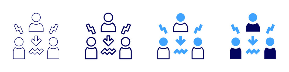 Combined collaboration icon in 4 different styles. Thin Line, Line, Bold Line, Duotone. Duotone style. Editable stroke