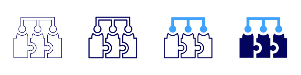 Combined effort icon in 4 different styles. Thin Line, Line, Bold Line, Duotone. Duotone style. Editable stroke