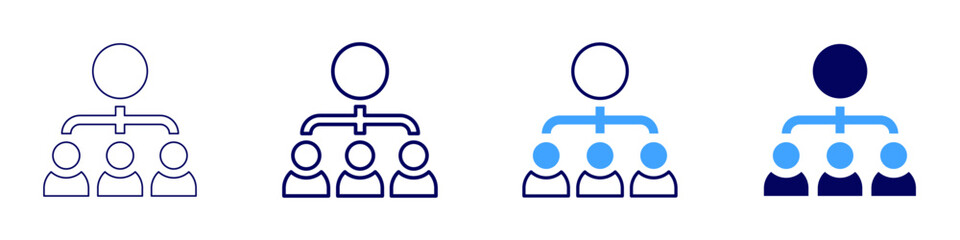 Combined forces icon in 4 different styles. Thin Line, Line, Bold Line, Duotone. Duotone style. Editable stroke