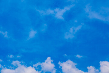 Panorama of cloud clear sky background for summer vacation concept at ocean and summer sea water...