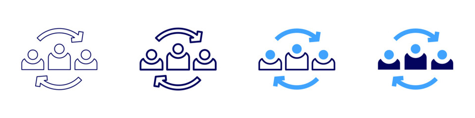 Cooperative learning icon in 4 different styles. Thin Line, Line, Bold Line, Duotone. Duotone style. Editable stroke