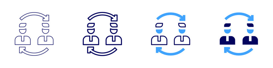 Cooperative partnership icon in 4 different styles. Thin Line, Line, Bold Line, Duotone. Duotone style. Editable stroke