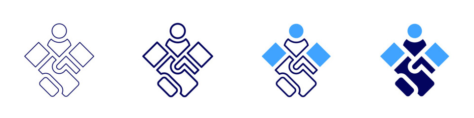Group dynamics icon in 4 different styles. Thin Line, Line, Bold Line, Duotone. Duotone style. Editable stroke