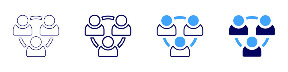 Mutual contribution icon in 4 different styles. Thin Line, Line, Bold Line, Duotone. Duotone style. Editable stroke