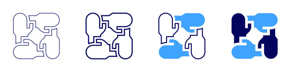 Mutual goals icon in 4 different styles. Thin Line, Line, Bold Line, Duotone. Duotone style. Editable stroke