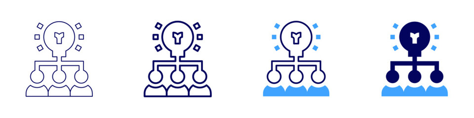 Online teamwork icon in 4 different styles. Thin Line, Line, Bold Line, Duotone. Duotone style. Editable stroke