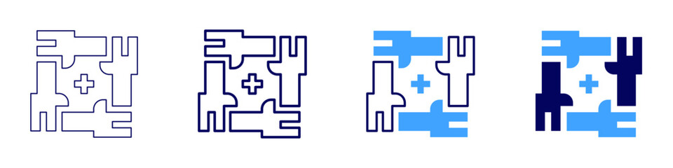 Open communication icon in 4 different styles. Thin Line, Line, Bold Line, Duotone. Duotone style. Editable stroke