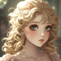 Pequeña noble con elegantes rizos y una expresión angelical.