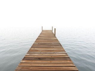 Wooden pier made of light-colored planks on a clean white background, water, wooden pier, texture