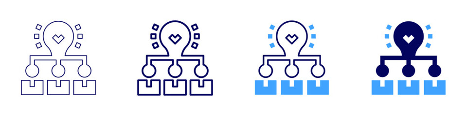 Shared leadership icon in 4 different styles. Thin Line, Line, Bold Line, Duotone. Duotone style. Editable stroke