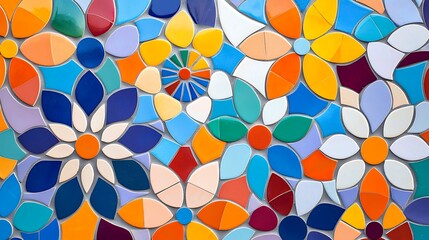 Vibrant Colorful Floral Mosaic Pattern