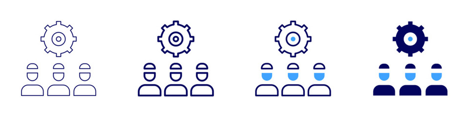 Workflow integration icon in 4 different styles. Thin Line, Line, Bold Line, Duotone. Duotone style. Editable stroke