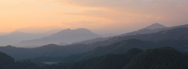 Evening sky over hills near Pokhara, Nepal.