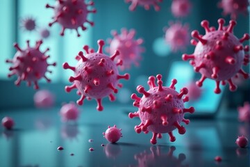 Highly detailed 3D virus particles in a sterile lab environment