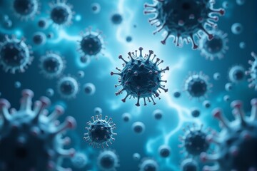 Obraz premium Microscopic bacteria in a high tech sterile medical background