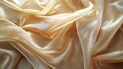 Fototapeta premium Elegant Draped Champagne Silk Fabric Texture