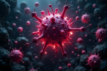 Digital futuristic disease outbreak concept with glowing high tech effects