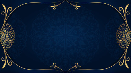 Blue background with golden mandala ornament