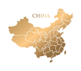 Obraz premium Vector Gold map drawing of China