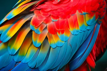 Fototapete Close up of Scarlet macaw bird's feathers © MVProductions