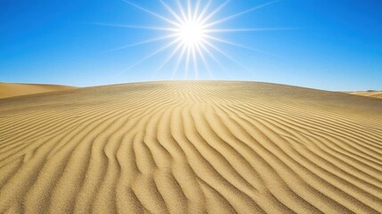 Naklejka premium Desert landscape under a bright sun, endless dunes of golden sand