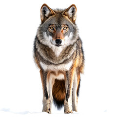Fototapeta premium Majestic Wolf in Winter Wonderland: A Stunning Portrait of a Wild Canid