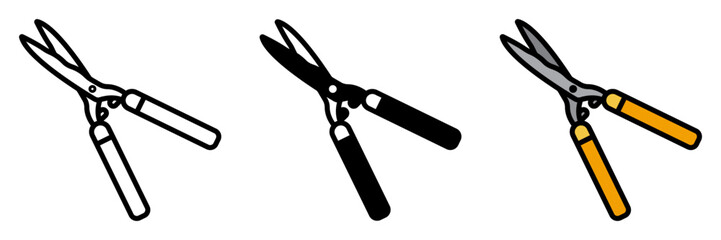 Hedge Shears are large scissors with long blades, used for trimming hedges, shaping shrubs, and maintaining a neat garden landscape.