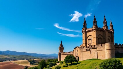 Fototapeta premium Majestic Castillo-Fortaleza of San Vicente de la Sonsierra, La Rioja, Spain