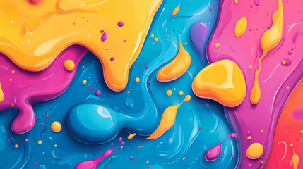 Textures of colored drips of liquid slime for game background. Vector cartoon seamless patterns of jelly, paint, syrup or goo flows different colors, dripping fluid with bubbles