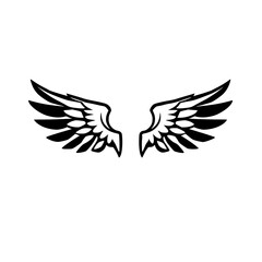 Obraz premium Black and White Abstract Wings on White Background: Minimalist Graphic Illustration, Symmetry.