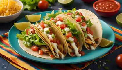 Delicious taco feast mexican restaurant food photography vibrant setting close-up view culinary delight