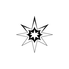 Obraz premium Explosive graphic, geometric burst design, eight-pointed star, black and white, white background.