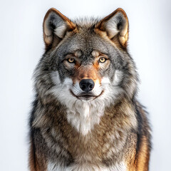 Fototapeta premium Majestic Wolf Portrait: A Captivating Look into the Wild Eyes of a Magnificent Predator