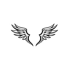 Abstract Angel Wings Black and White: A Minimalist Perspective