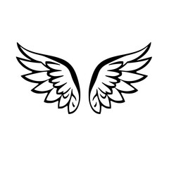 Minimalist Illustration of Angelic Wings: A Black and White Emblem.