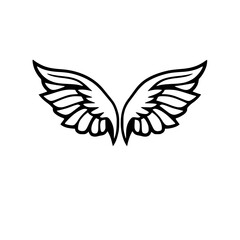 Symmetric, black and white wings in a stylized, vector design.