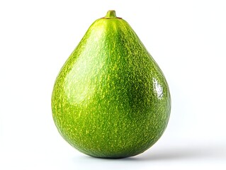 Single Green Avocado on White Background
