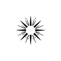 Obraz premium Bursting Sunburst Design: A graphic illustration of a stylized radiating sunburst, set against a stark white background.