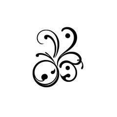 Abstract Black and White Floral Design on White, showcasing a detailed illustration of a single black floral graphic.