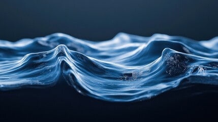 Abstract close-up of deep blue ocean waves. Ideal for marine, nature, or tranquility themes, adding a sense of calm and depth to designs.