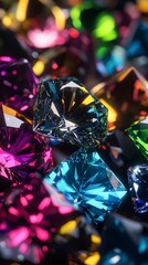 Colorful Brilliant Cut Gems and Stones Glimmering in Light