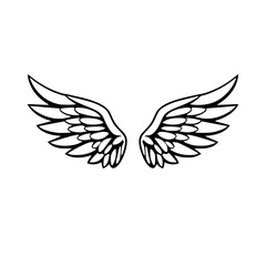 Obraz premium Black and white illustration of a symmetrical pair of wings.
