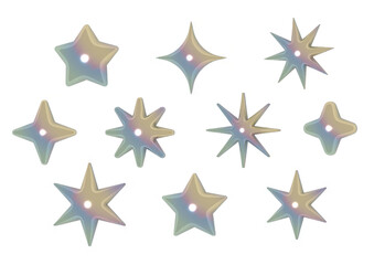 Pastel stars balloon with Chrome Effect