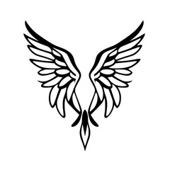 Obraz premium Symbolic angel wings rendered in a minimalist, line art style, set against a blank white background.
